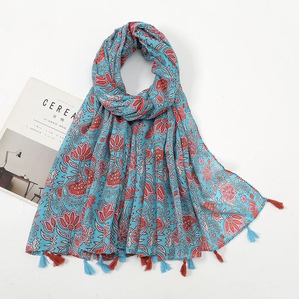 Fresh Floral Tassel Scarfs - Try Modest Limited 