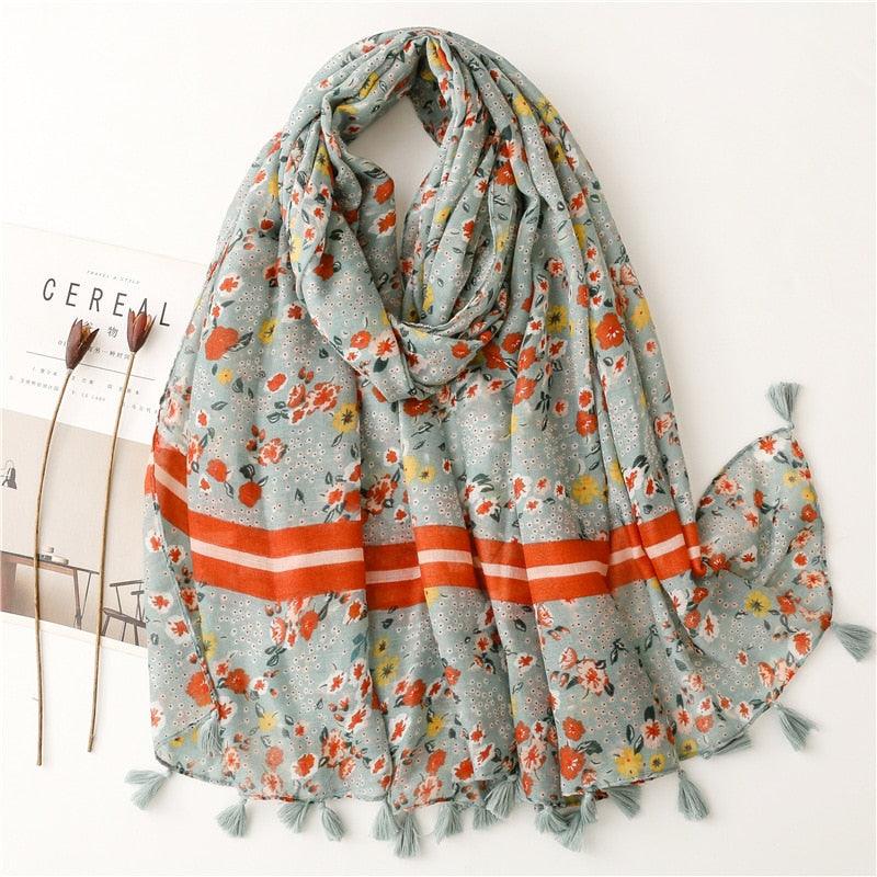 Fresh Floral Tassel Scarfs - Try Modest Limited