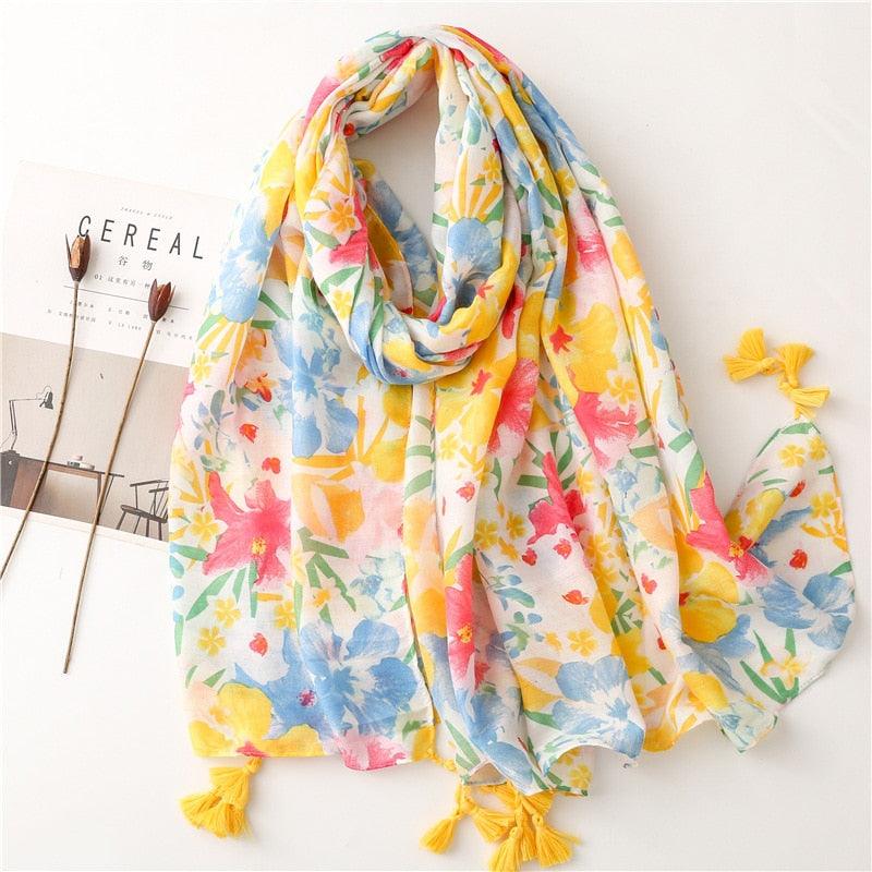 Fresh Floral Tassel Scarfs - Try Modest Limited