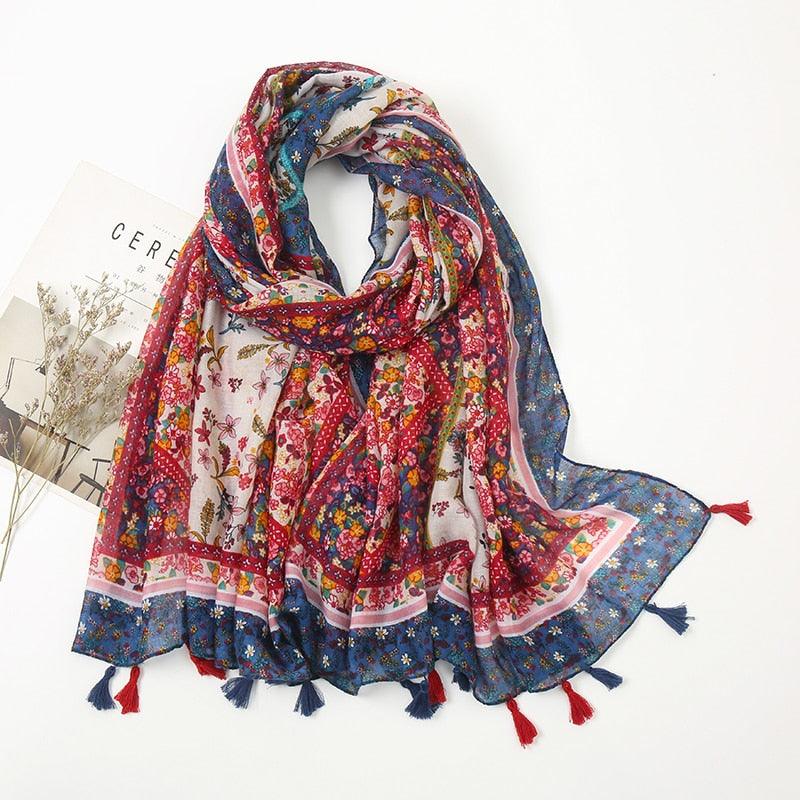 Fresh Floral Tassel Scarfs - Try Modest Limited