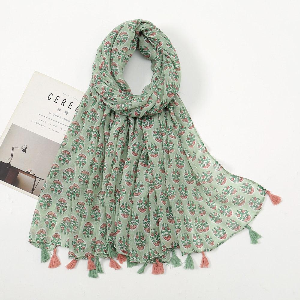 Fresh Floral Tassel Scarfs - Try Modest Limited