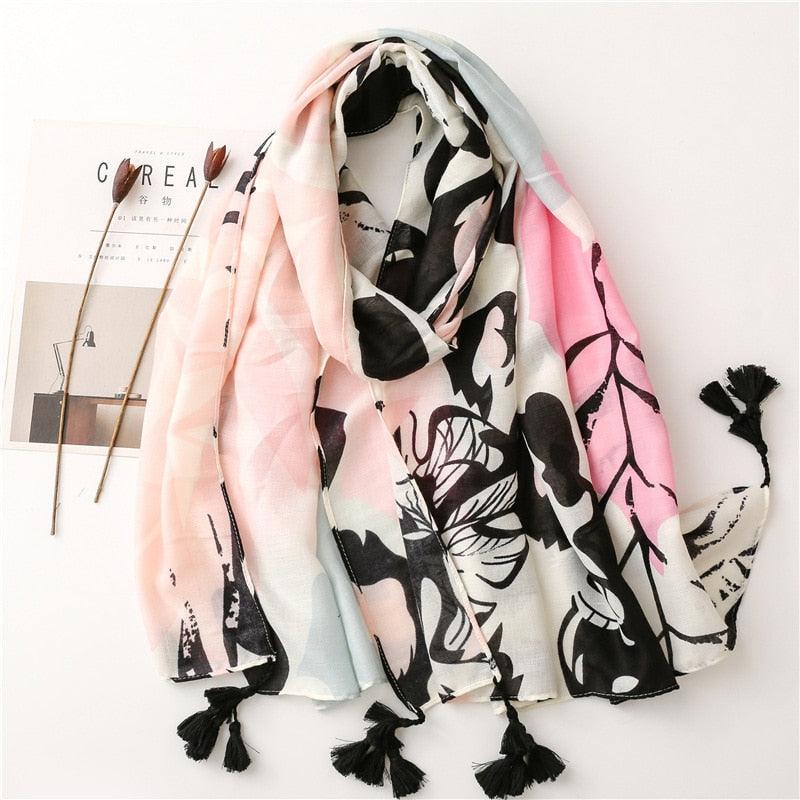 Fresh Floral Tassel Scarfs - Try Modest Limited