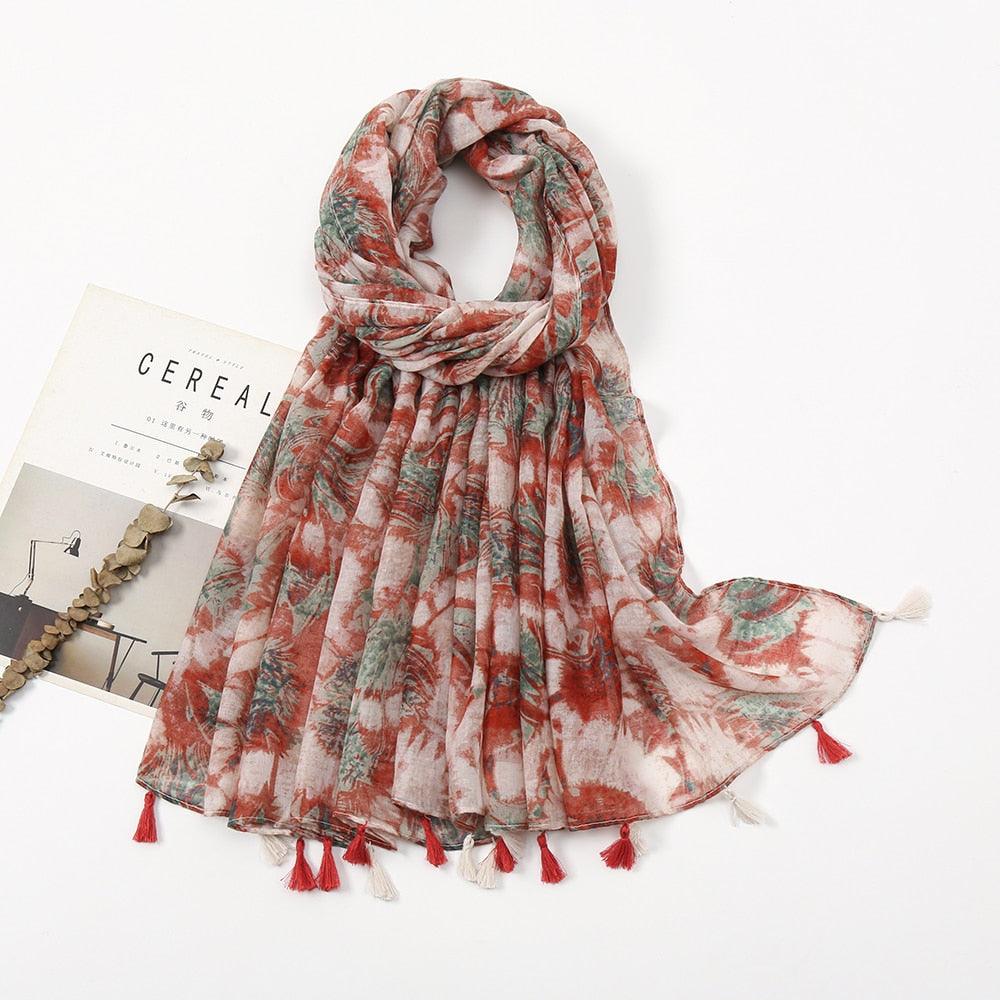 Fresh Floral Tassel Scarfs - Try Modest Limited