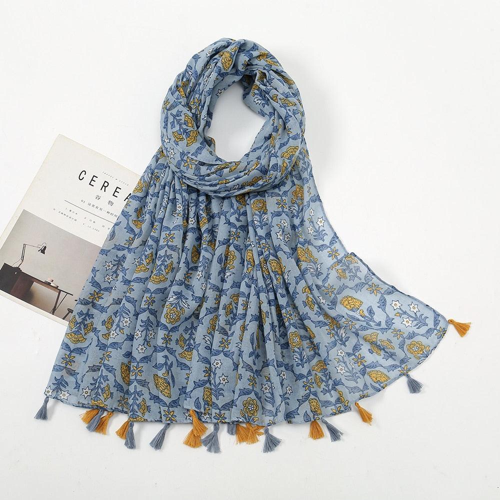 Fresh Floral Tassel Scarfs - Try Modest Limited