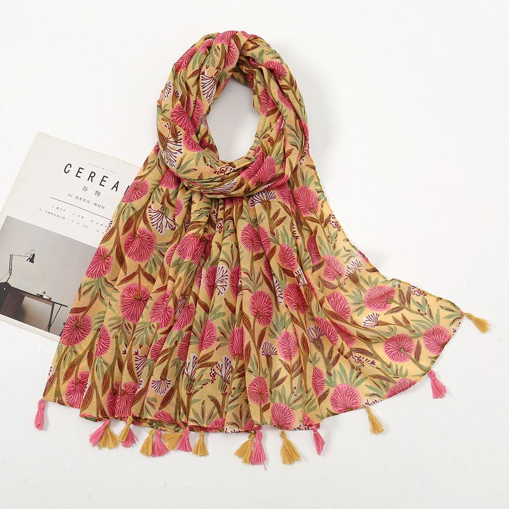 Fresh Floral Tassel Scarfs - Try Modest Limited