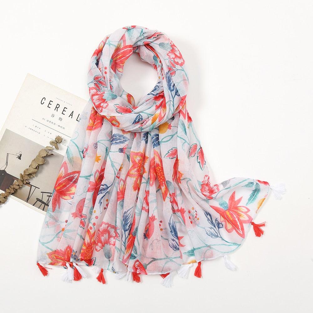 Fresh Floral Tassel Scarfs - Try Modest Limited