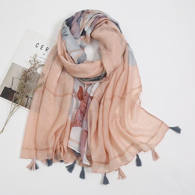 Fresh Floral Tassel Scarfs - Try Modest Limited
