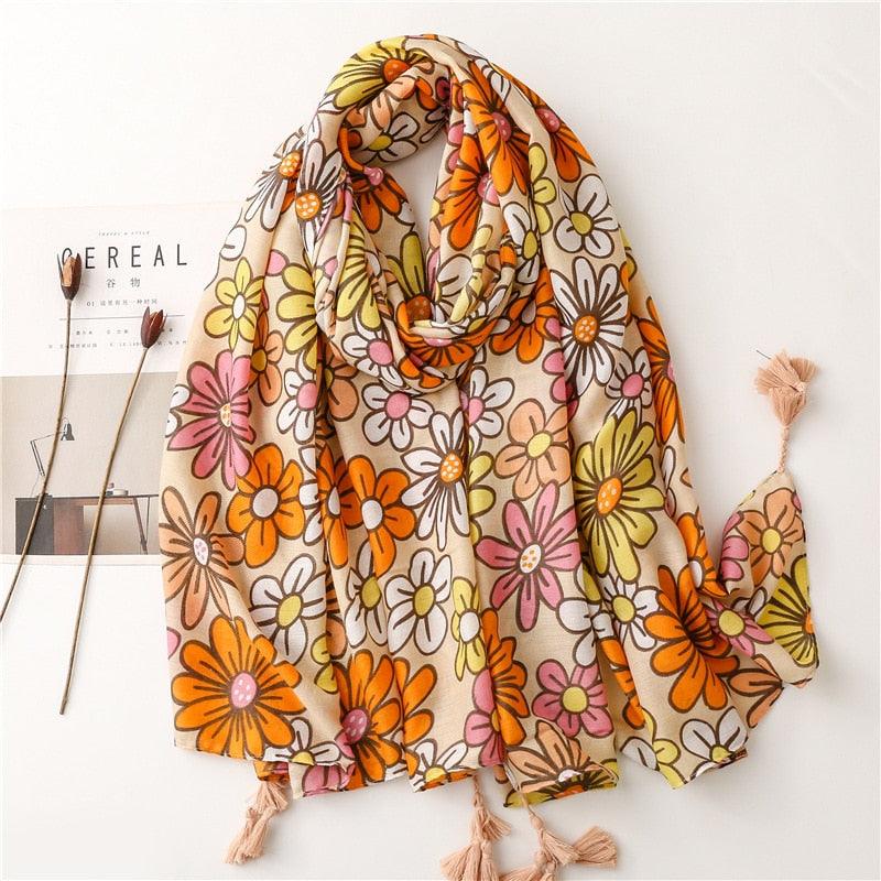 Fresh Floral Tassel Scarfs - Try Modest Limited 