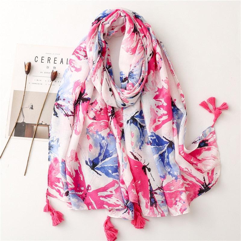Fresh Floral Tassel Scarfs - Try Modest Limited 