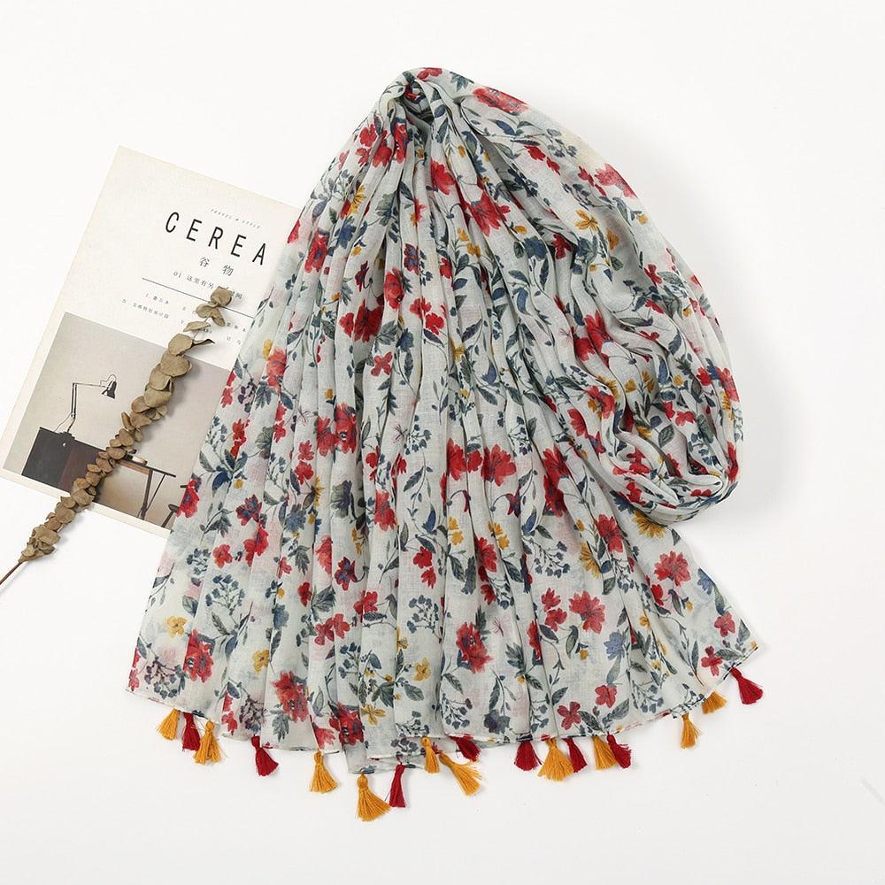 Fresh Floral Tassel Scarfs - Try Modest Limited 