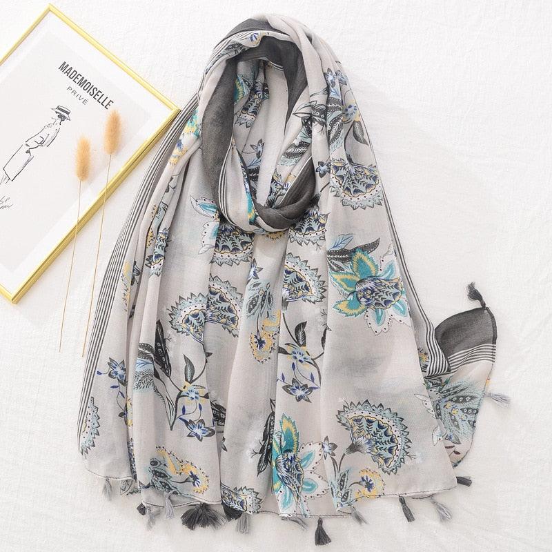 Fresh Floral Tassel Scarfs - Try Modest Limited