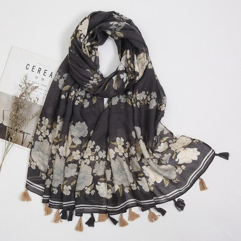 Fresh Floral Tassel Scarfs - Try Modest Limited 