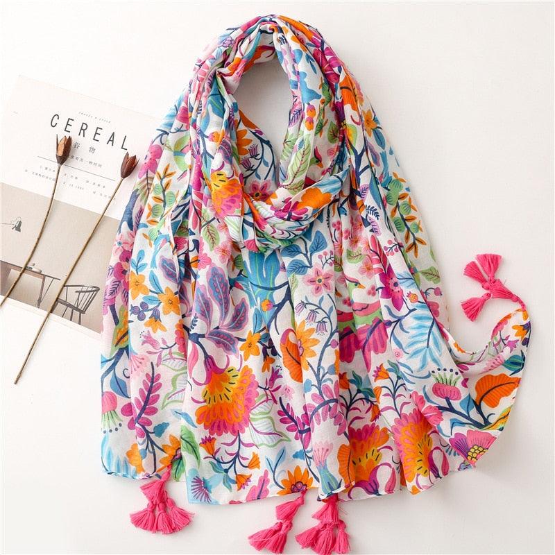 Fresh Floral Tassel Scarfs - Try Modest Limited