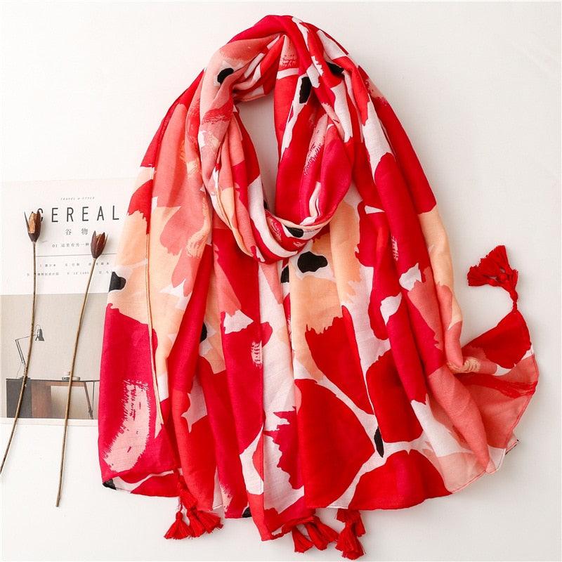 Fresh Floral Tassel Scarfs - Try Modest Limited 