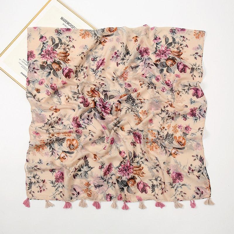 Fresh Floral Tassel Scarfs - Try Modest Limited 