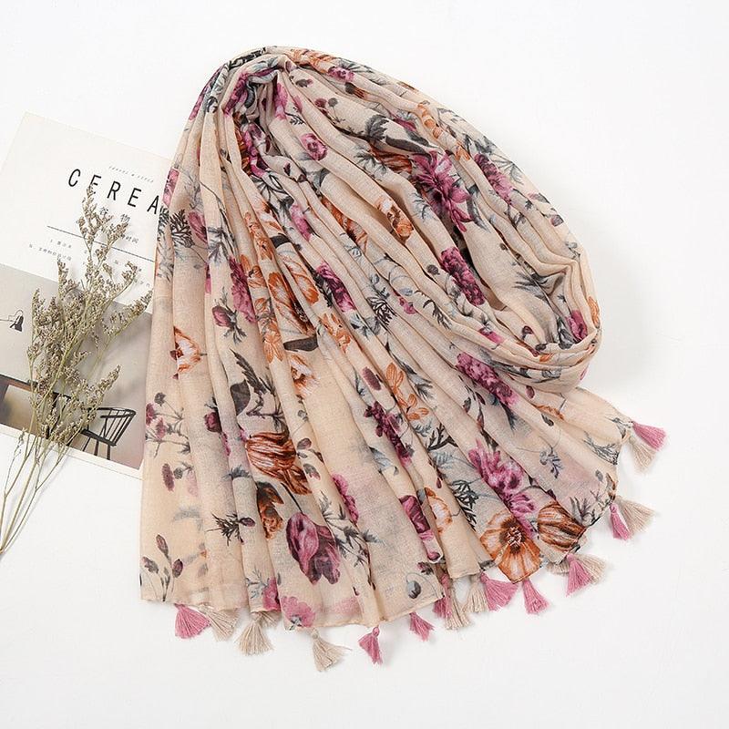 Fresh Floral Tassel Scarfs - Try Modest Limited 