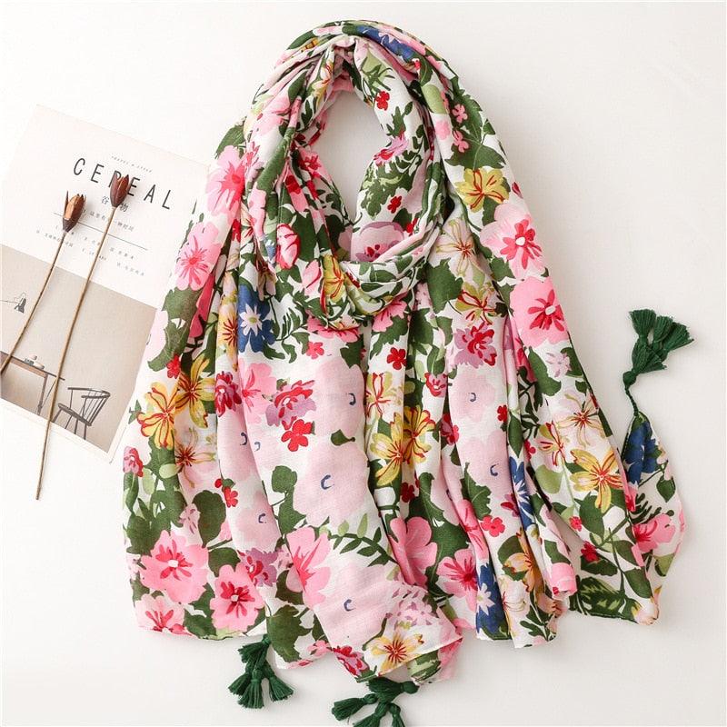 Fresh Floral Tassel Scarfs - Try Modest Limited