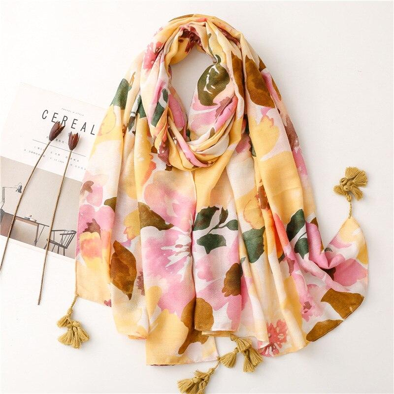 Fresh Floral Tassel Scarfs - Try Modest Limited