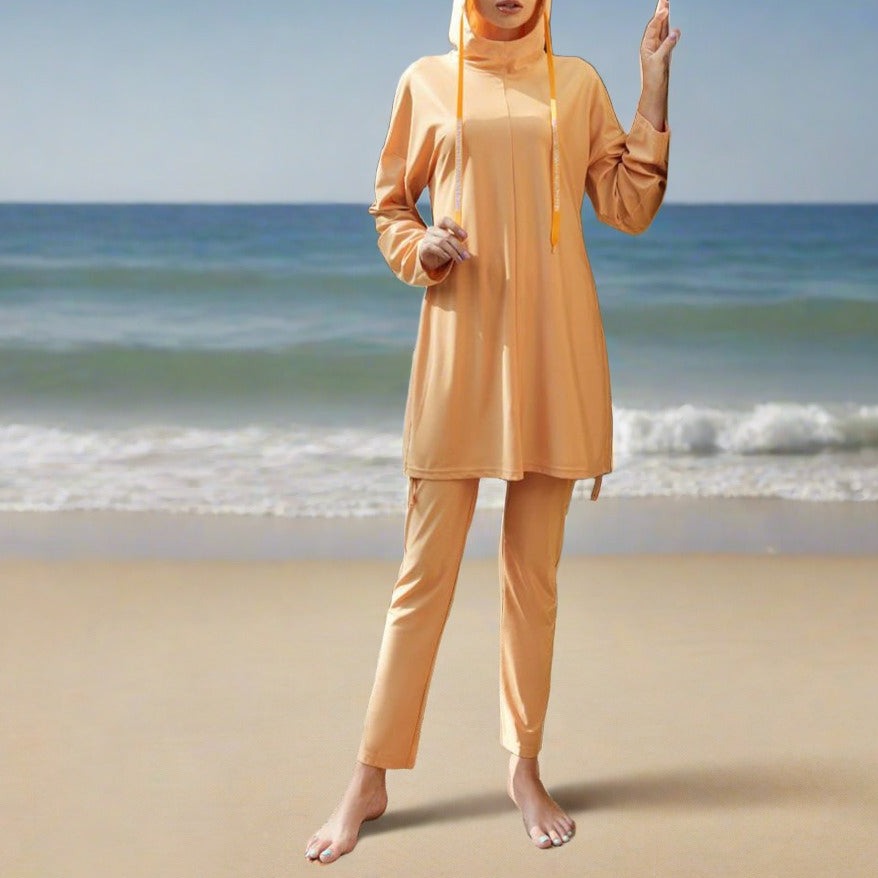 Full Coverage Hooded 2 PC Swim Set Try Modest Limited