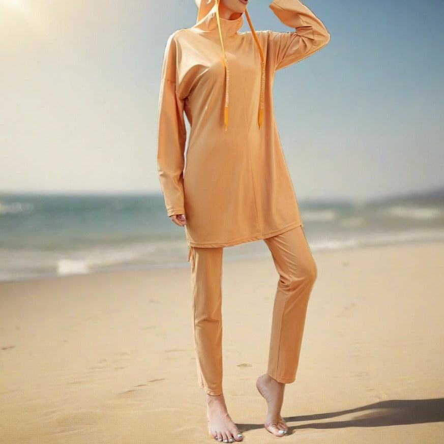 Full Coverage Hooded 2 PC Swim Set - Try Modest Limited