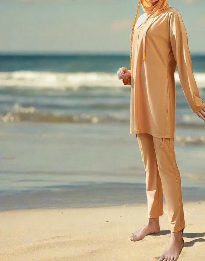 Full Coverage Hooded 2 PC Swim Set - Try Modest Limited