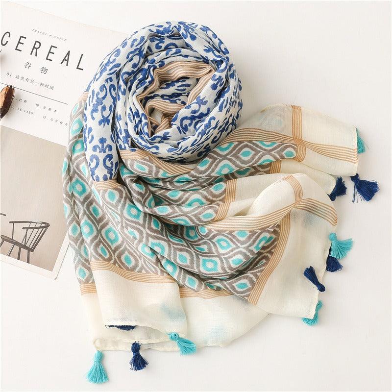 Geometric tassel stole - Try Modest Limited