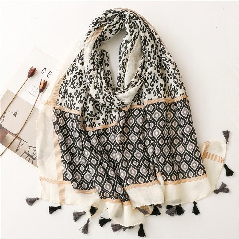 Geometric tassel stole - Try Modest Limited