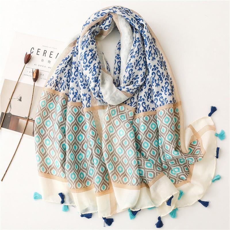 Geometric tassel stole - Try Modest Limited 