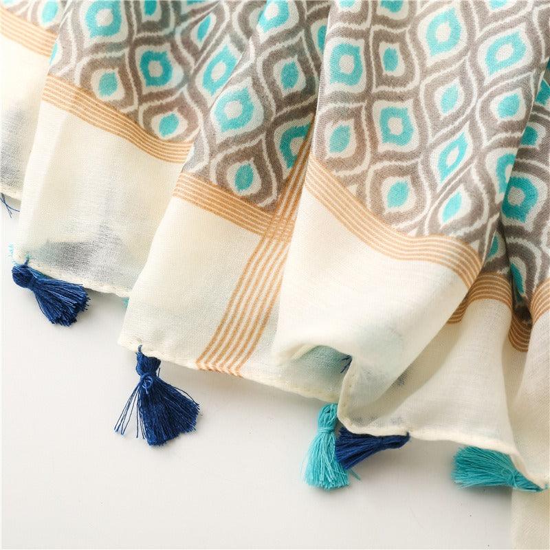 Geometric tassel stole - Try Modest Limited