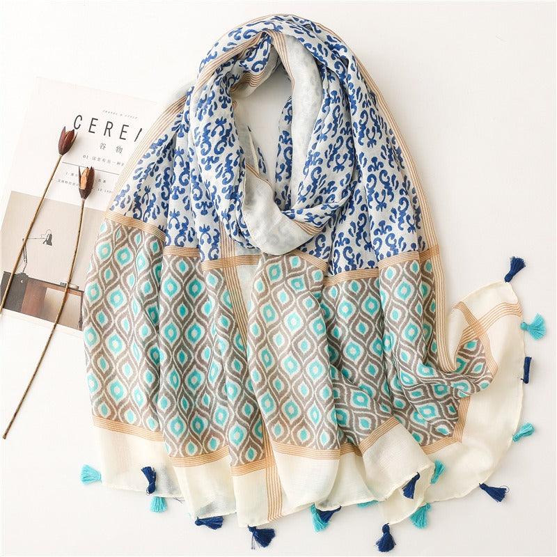 Geometric tassel stole - Try Modest Limited