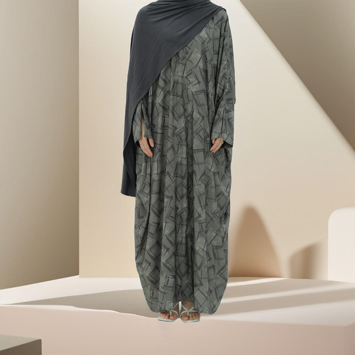 Geometric Drape Open Abaya - Try Modest Limited