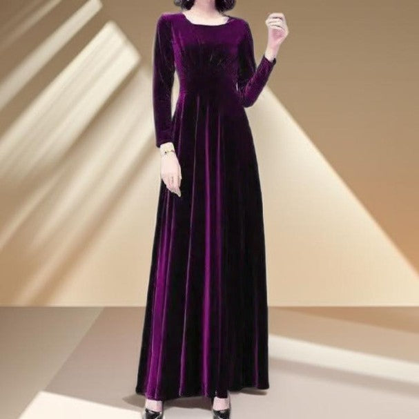 Gold Velvet Waist-Length A-Line Dress - Try Modest Limited