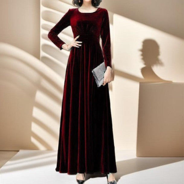 Gold Velvet Waist-Length A-Line Dress - Try Modest Limited