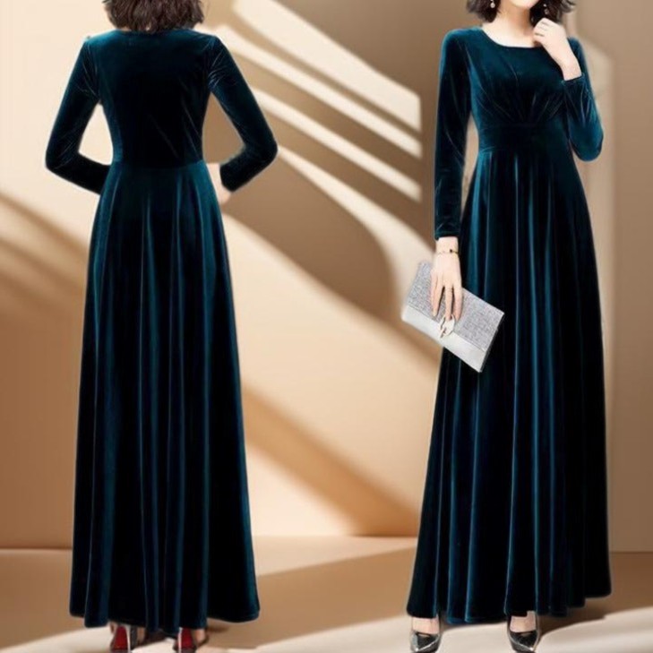 Gold Velvet Waist-Length A-Line Dress - Try Modest Limited