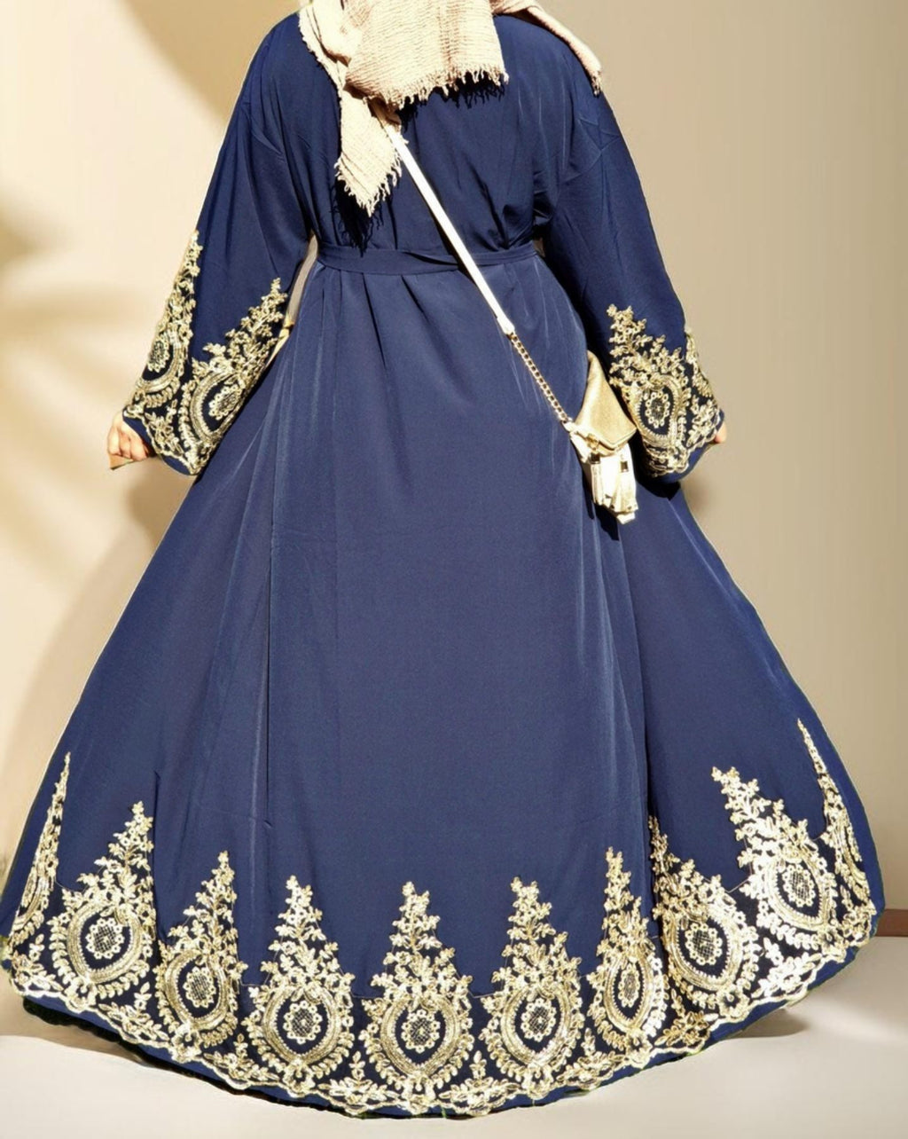 Gold lace ramadan abaya - Try Modest Limited