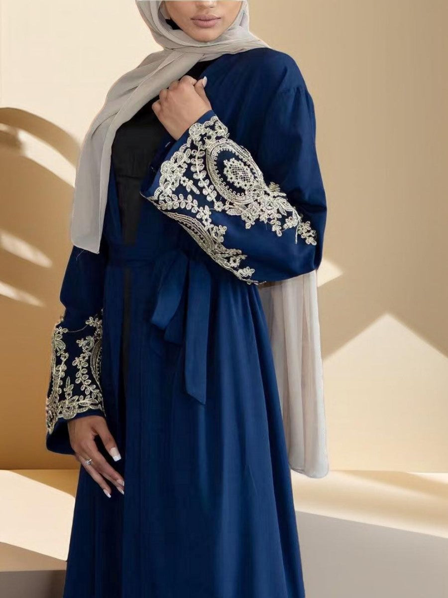 Gold lace ramadan abaya - Try Modest Limited 