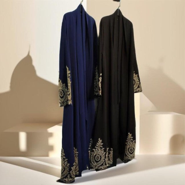 Gold lace ramadan abaya - Try Modest Limited 