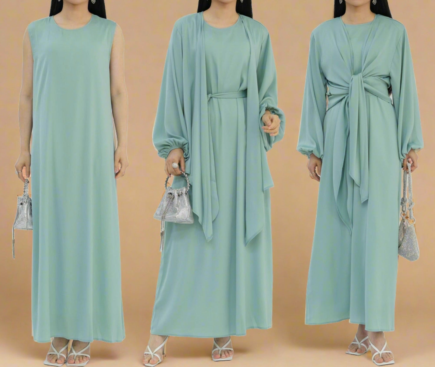 Graceful Duo- 2 PC abaya set with a wrap top Try Modest Limited