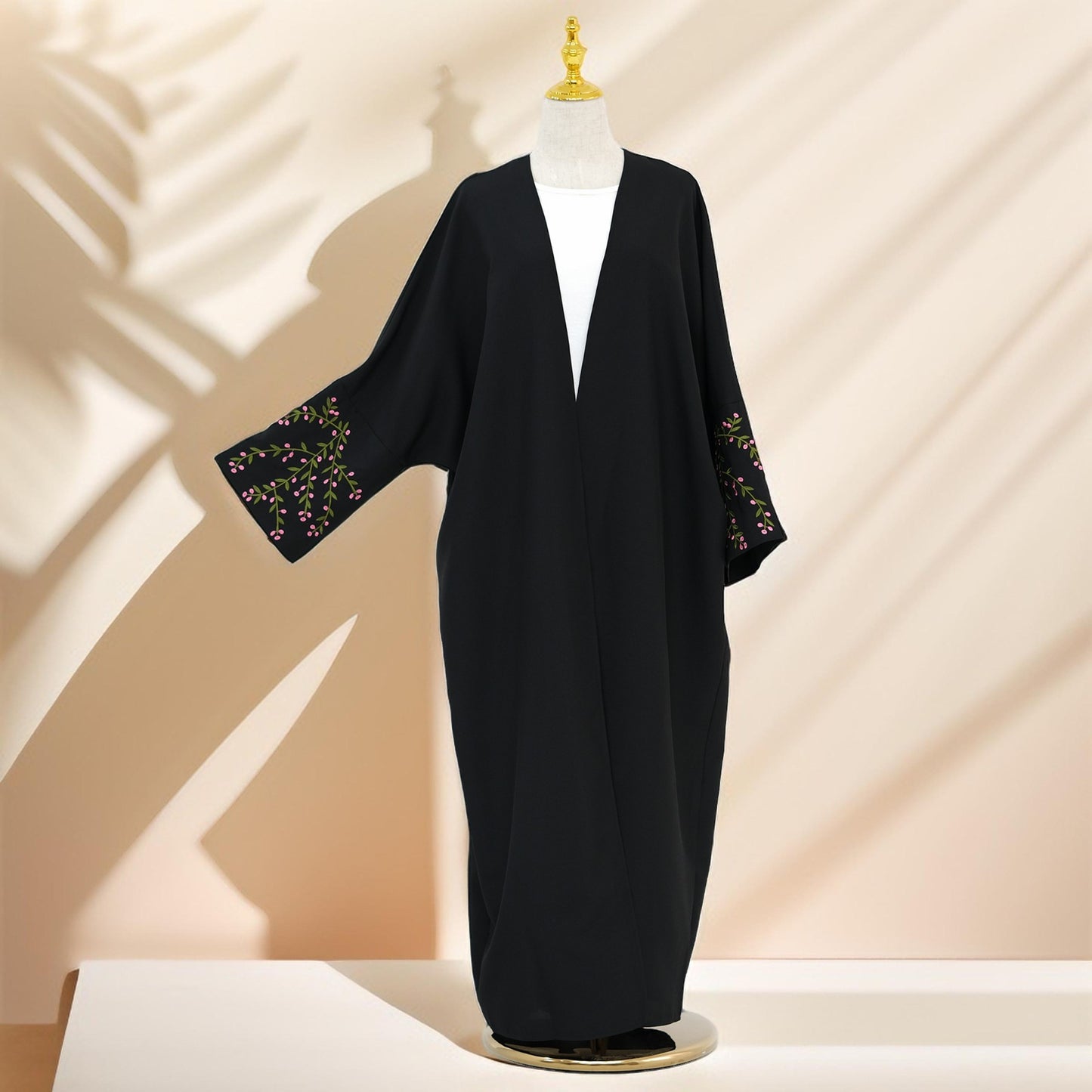 Hadiqa:Embroidered Kimono Style Abaya with Open Front - Try Modest Limited 