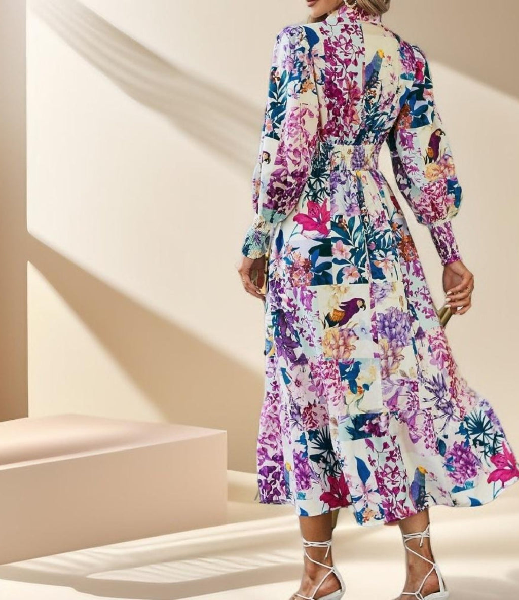 Holiday floral printed dress - Try Modest Limited