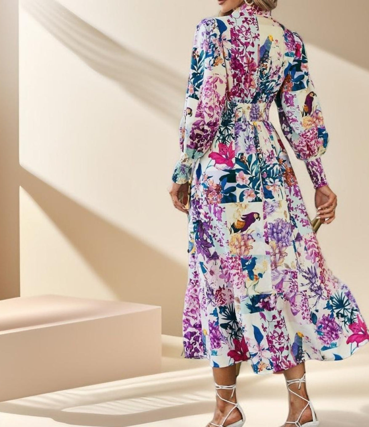 Holiday floral printed dress - Try Modest Limited