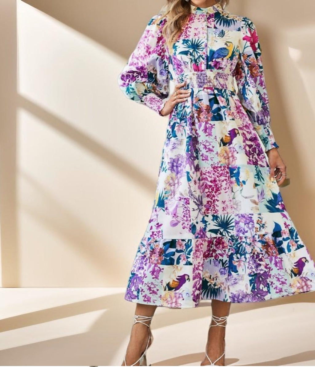 Holiday floral printed dress - Try Modest Limited