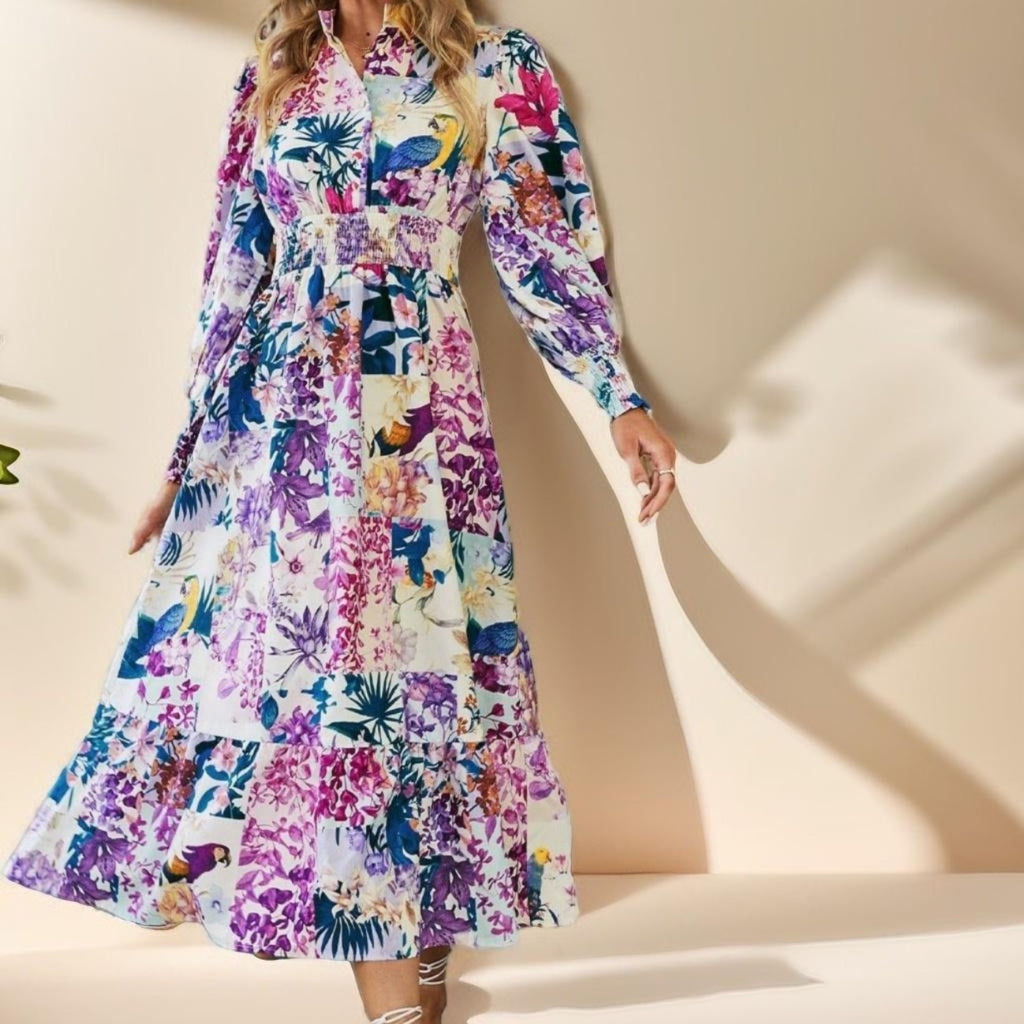Holiday floral printed dress - Try Modest Limited