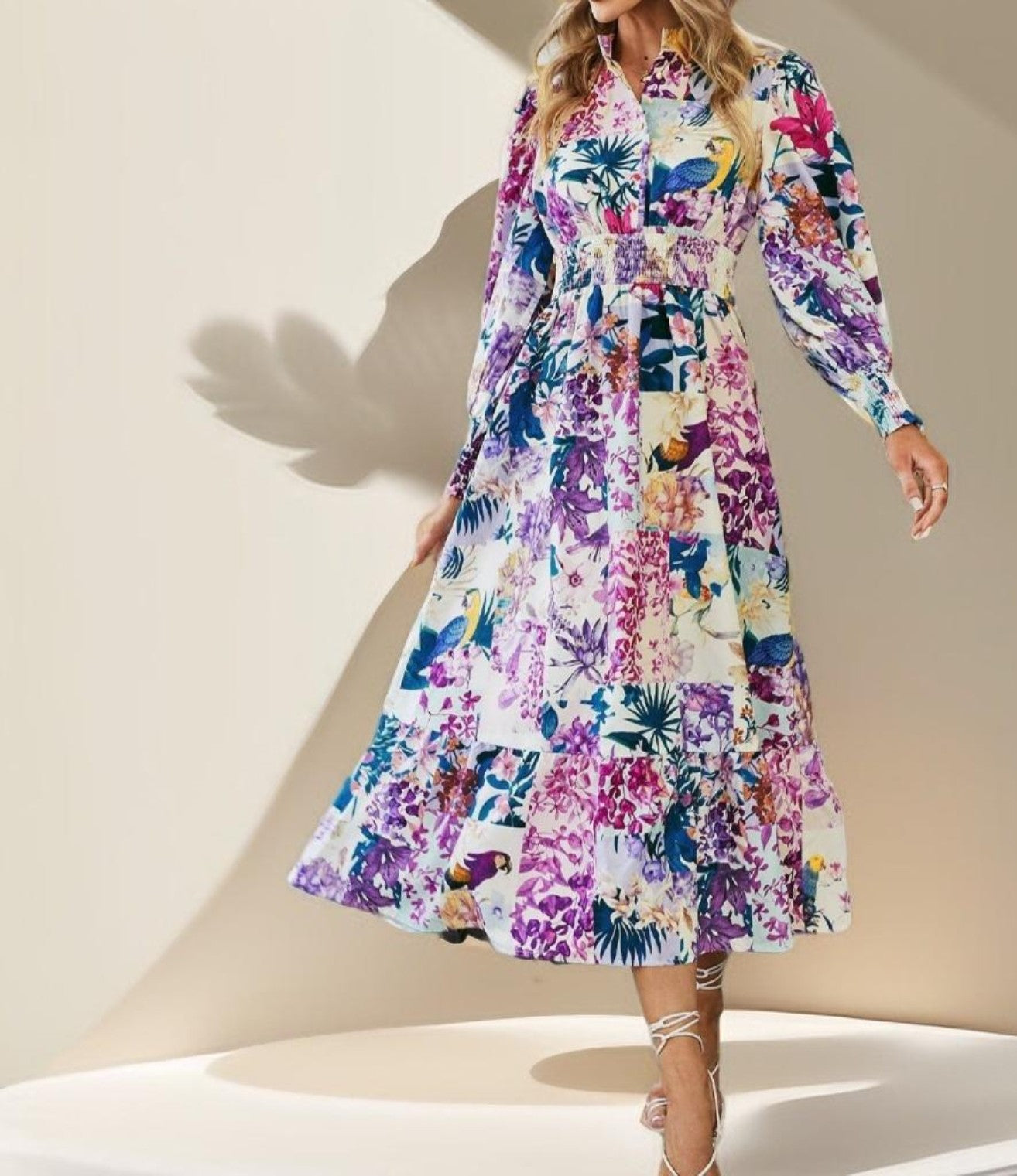 Holiday floral printed dress - Try Modest Limited 