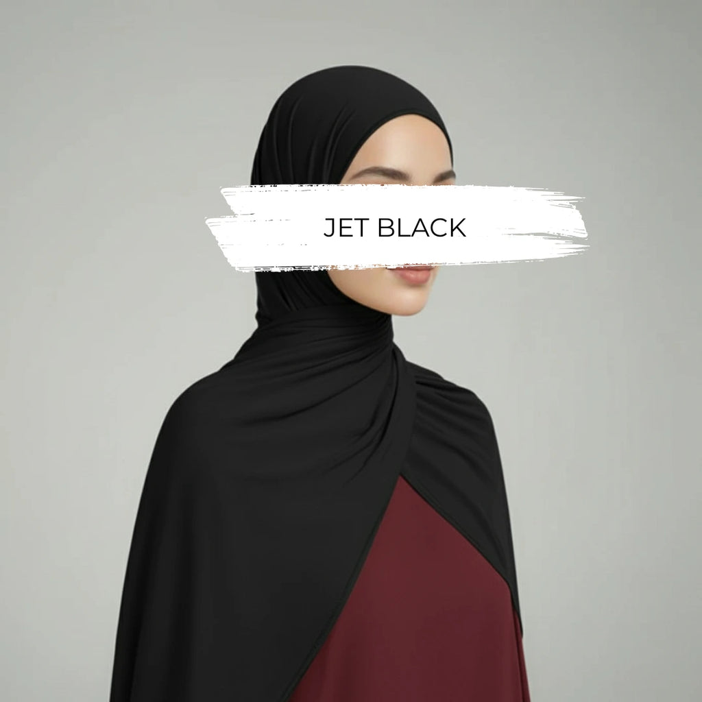 Jet Black OEKO-TEX® Bamboo Jersey Hijab - Try Modest Limited