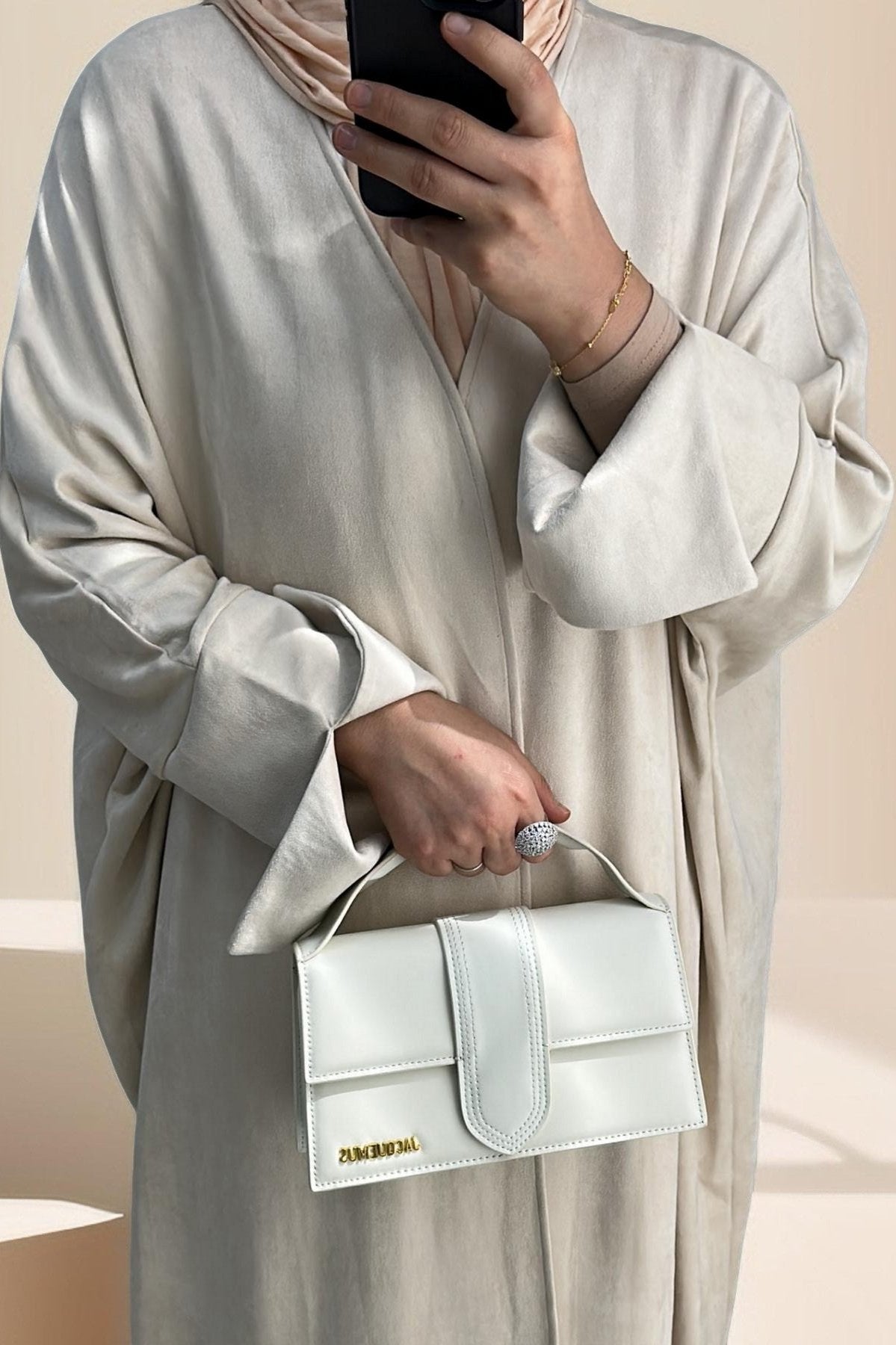 Jumana Velvet Open Front Abaya - Try Modest Limited