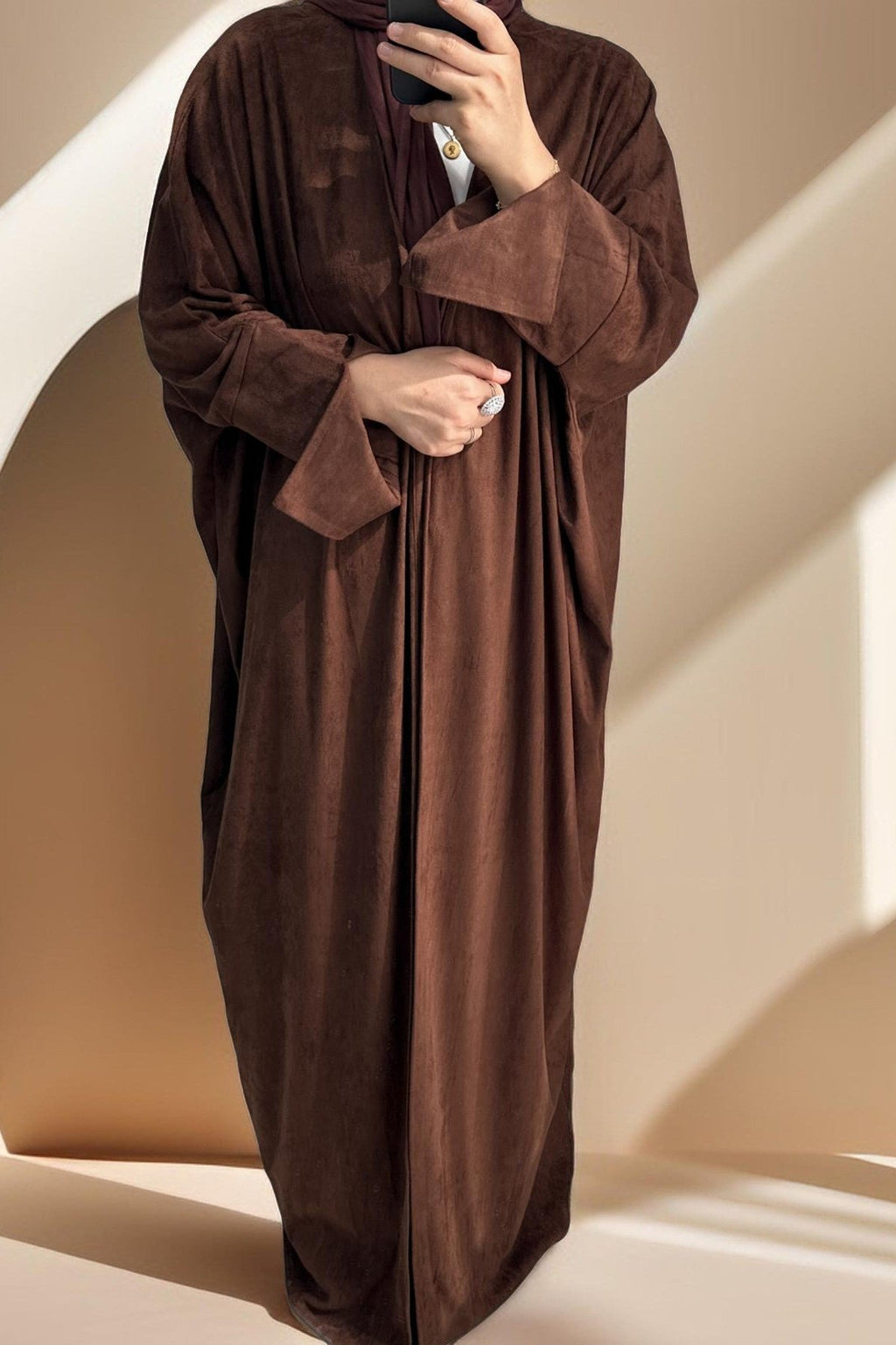 Jumana Velvet Open Front Abaya - Try Modest Limited