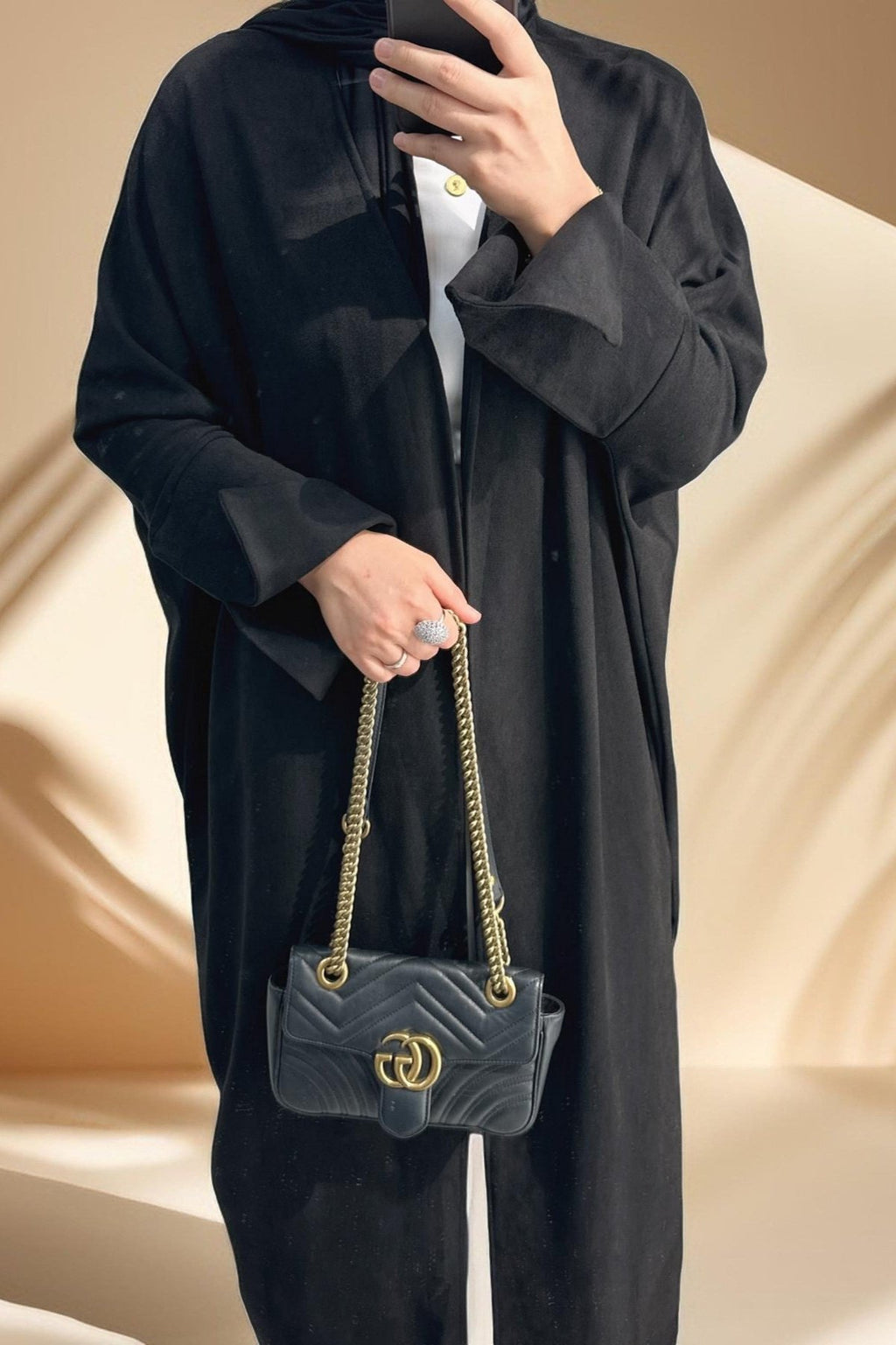 Jumana Velvet Open Front Abaya - Try Modest Limited