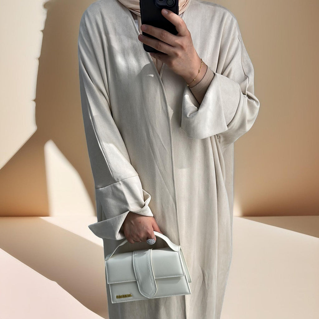 Jumana Velvet Open Front Abaya - Try Modest Limited