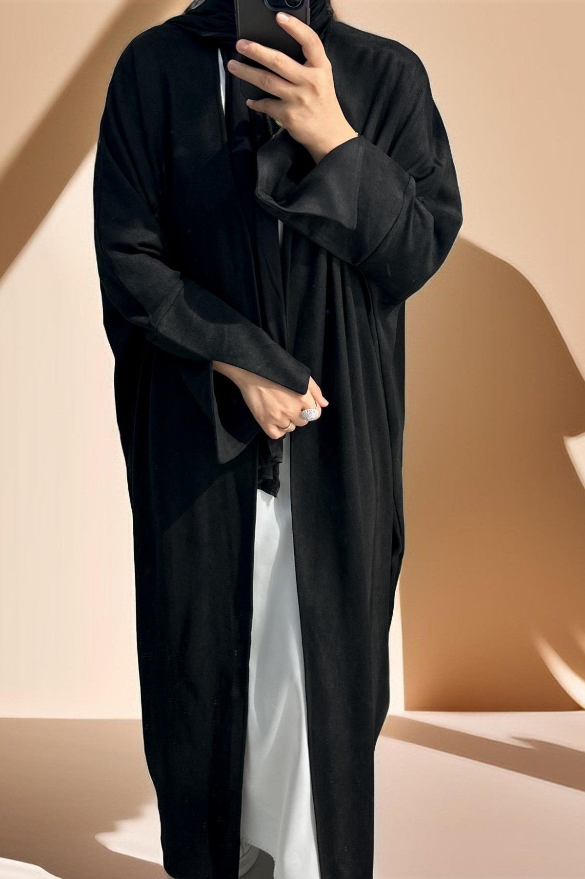 Jumana Velvet Open Front Abaya - Try Modest Limited